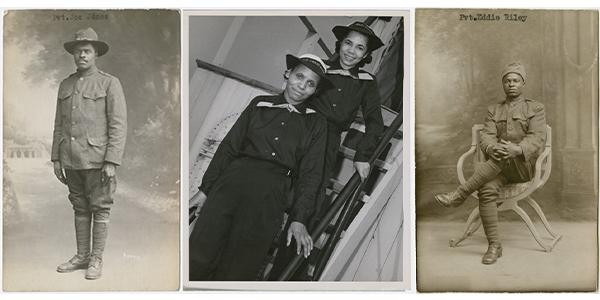 Private Joe Jones of the 369th Infantry Regiment, SPARS Olivia Hooker and Aileen Anita Cooke, and Private Eddie Riley of the 369th Infantry Regiment.