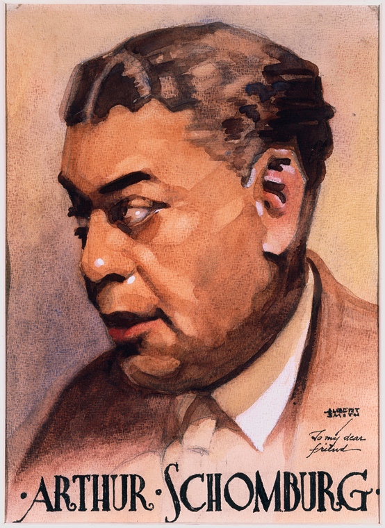 Watercolor portrait of Arturo Schomburg by Albert Alexander Smith