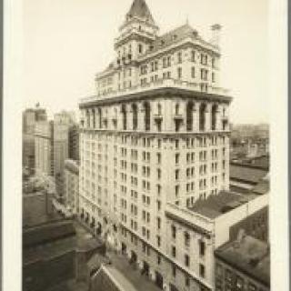 Older archival image of a building. 