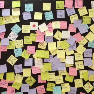 Post Its on Bulletin Board