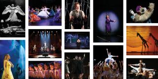 Array of colorful theater photographs