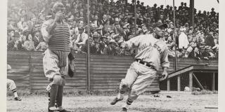 Sunday, May 16, 1937, American Negro League Baseball team Philadelphia Stars player, Jud Wilson makes first score during game against Black Yankees at the Dyckman Oval (once located at 204th Street and Nagle Avenue) - COPYRIGHT MORGAN and MARVIN SMITH