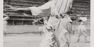 1930–1950, double exposure photograph of an American Negro League Baseball player throwing a baseball