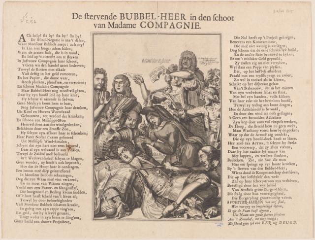 A chaotic scene with many people tearing at a well dressed man in the center. There is a nun with a rosary kneeled over him. Behind him there is a well-dressed woman holding paper notes and a blind pauper boy