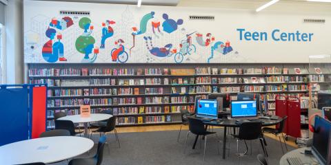 Interior photo of Woodstock Library Teen Center. 